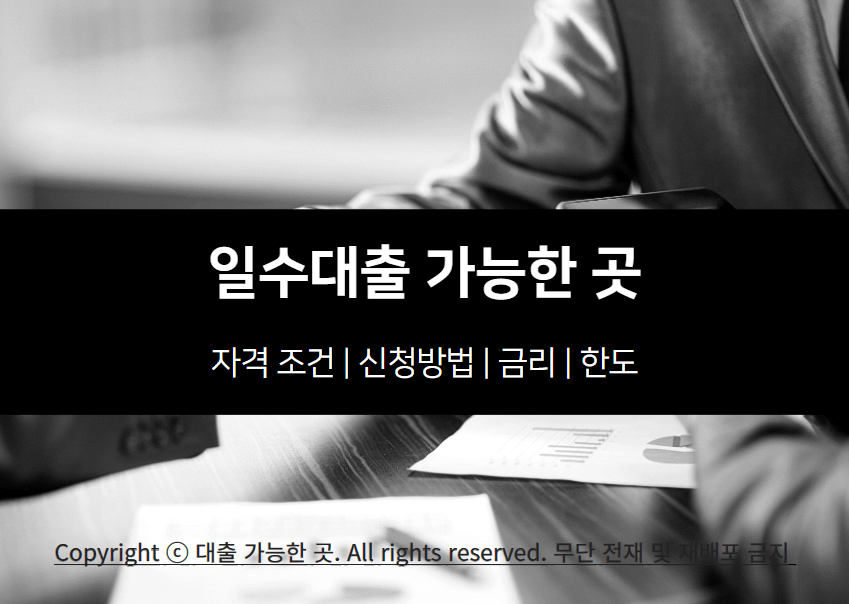 일수대출 자격 조건 및 가능한 곳