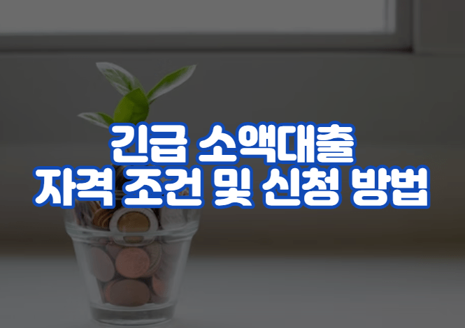 긴급 소액대출 자격 조건 및 신청 방법