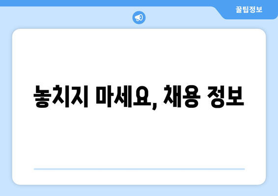 놓치지 마세요, 채용 정보