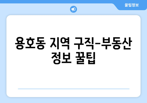 용호동 지역 구직-부동산 정보 꿀팁