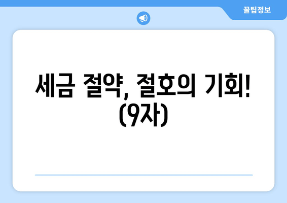 세금 절약, 절호의 기회! (9자)