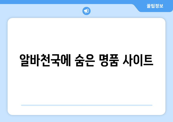 알바천국에 숨은 명품 사이트