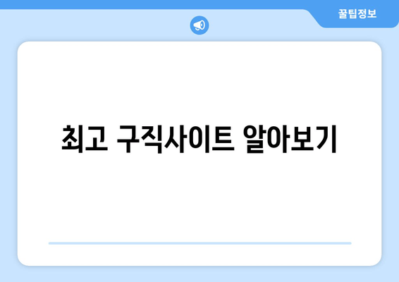 최고 구직사이트 알아보기