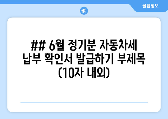 ## 6월 정기분 자동차세 납부 확인서 발급하기 부제목 (10자 내외)