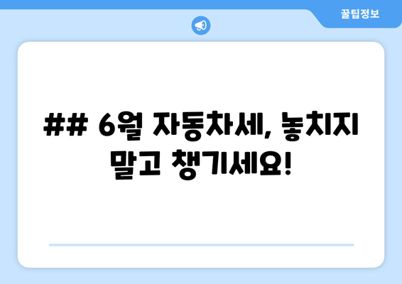 ## 6월 자동차세, 놓치지 말고 챙기세요!