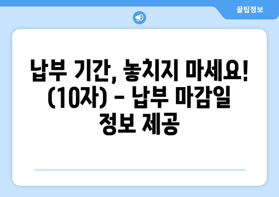 납부 기간, 놓치지 마세요! (10자) - 납부 마감일 정보 제공