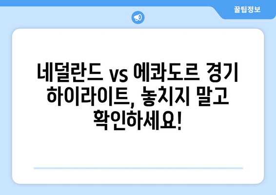 네덜란드 vs 에콰도르, 카타르 월드컵 2022 경기 다시보기 & 하이라이트 | 생중계 채널, 경기 일정, 온라인 시청