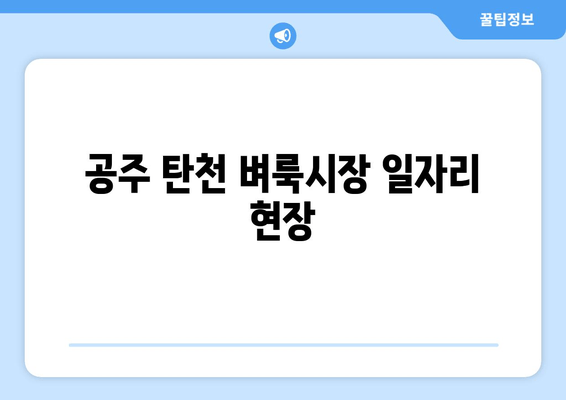 공주 탄천 벼룩시장 일자리 현장