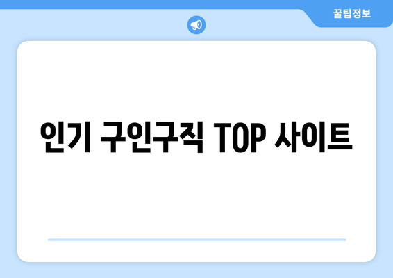 인기 구인구직 TOP 사이트