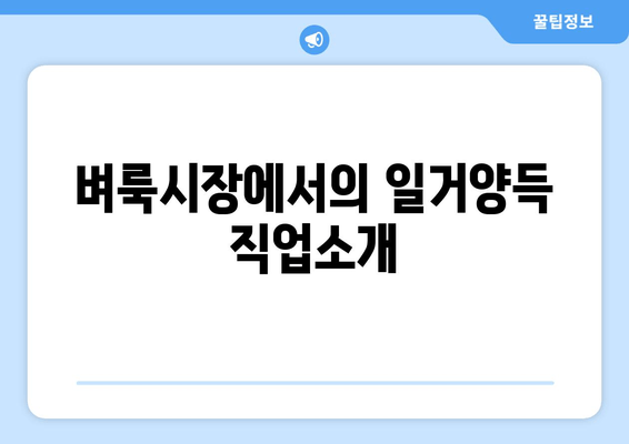 벼룩시장에서의 일거양득 직업소개