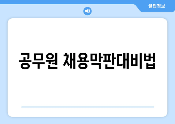 공무원 채용막판대비법