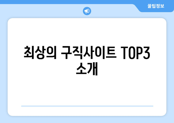 최상의 구직사이트 TOP3 소개