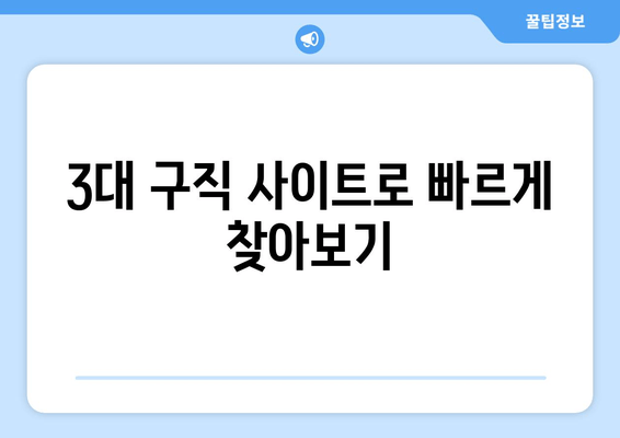 3대 구직 사이트로 빠르게 찾아보기