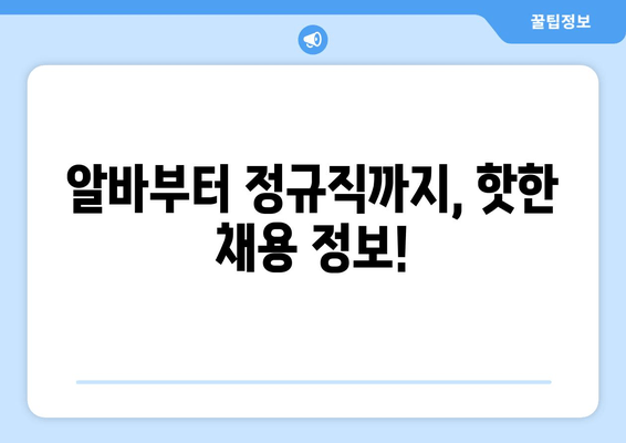 알바부터 정규직까지, 핫한 채용 정보!