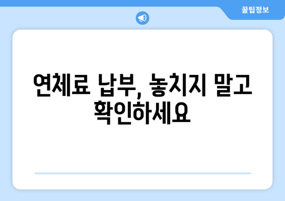 연체료 납부, 놓치지 말고 확인하세요