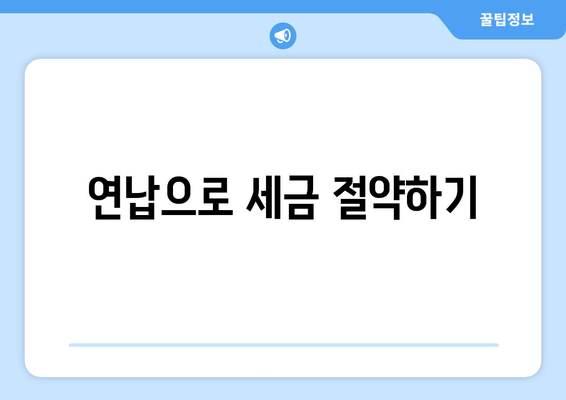 연납으로 세금 절약하기