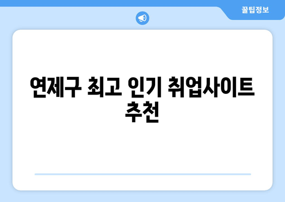 연제구 최고 인기 취업사이트 추천