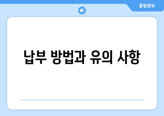 납부 방법과 유의 사항