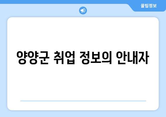 양양군 취업 정보의 안내자