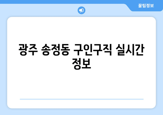 광주 송정동 구인구직 실시간 정보