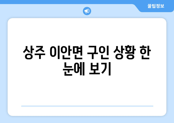 상주 이안면 구인 상황 한 눈에 보기