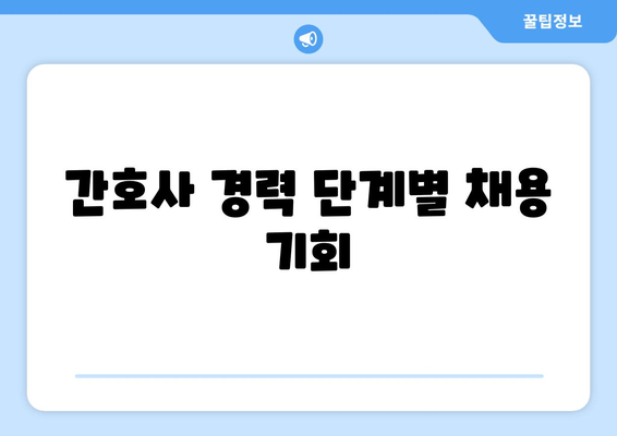간호사 경력 단계별 채용 기회