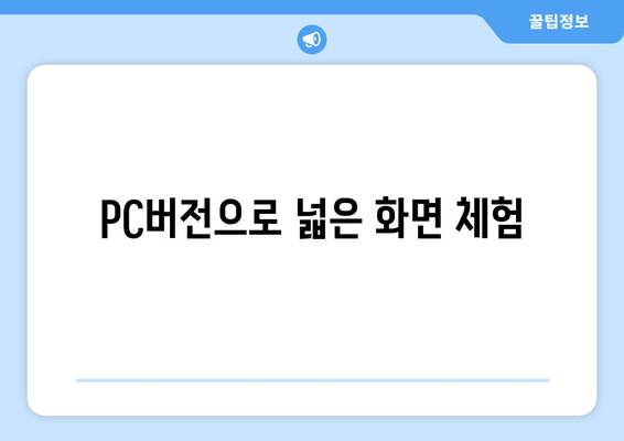 PC버전으로 넓은 화면 체험