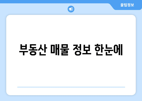 부동산 매물 정보 한눈에