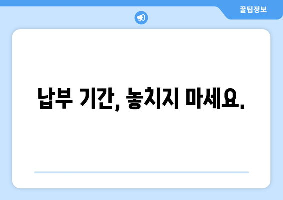 납부 기간, 놓치지 마세요.