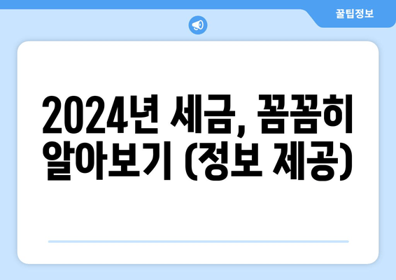 2024년 세금, 꼼꼼히 알아보기 (정보 제공)