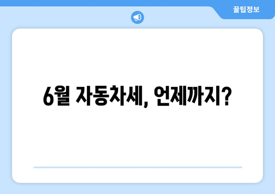 6월 자동차세, 언제까지?