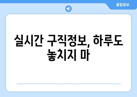 실시간 구직정보, 하루도 놓치지 마