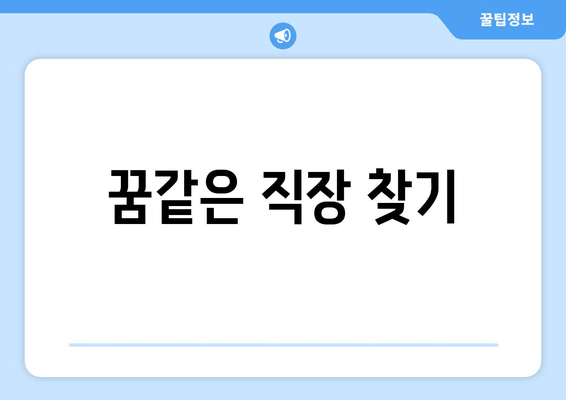 꿈같은 직장 찾기