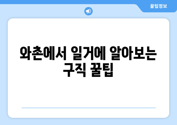와촌에서 일거에 알아보는 구직 꿀팁