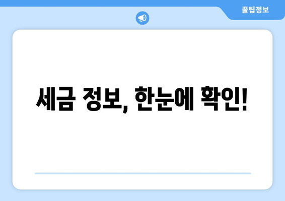 세금 정보, 한눈에 확인!