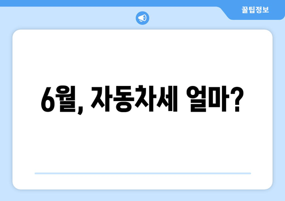 6월, 자동차세 얼마?