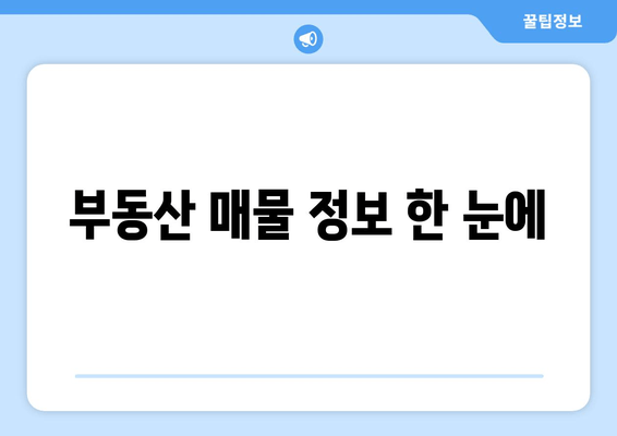 부동산 매물 정보 한 눈에