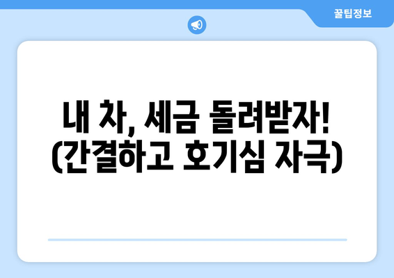 내 차, 세금 돌려받자! (간결하고 호기심 자극)