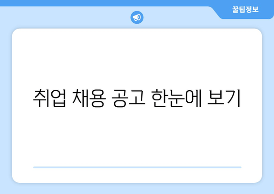 취업 채용 공고 한눈에 보기