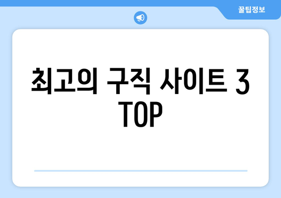 최고의 구직 사이트 3 TOP