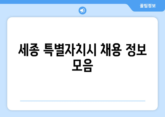 세종 특별자치시 채용 정보 모음