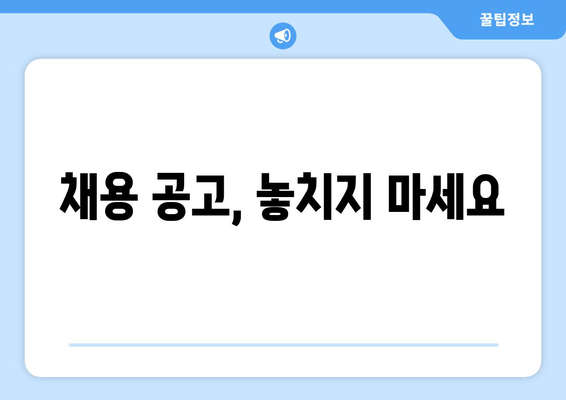 채용 공고, 놓치지 마세요