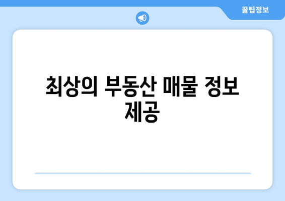 최상의 부동산 매물 정보 제공