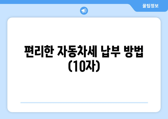 편리한 자동차세 납부 방법 (10자)