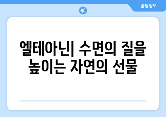 숙면을 위한 엘테아닌의 놀라운 효과| 깊은 잠, 편안한 휴식을 위한 솔루션 |  엘테아닌, 수면 개선, 스트레스 해소, 건강 정보