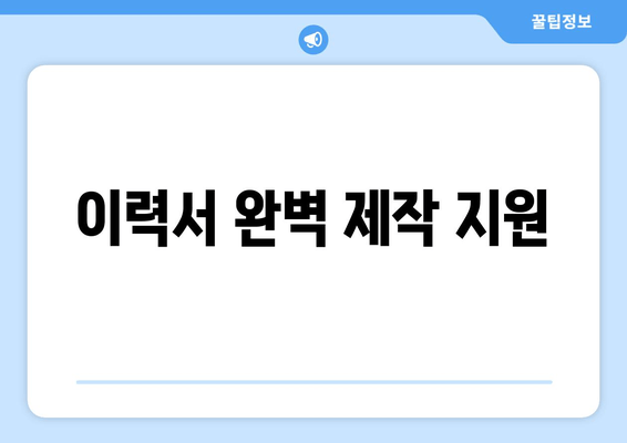 이력서 완벽 제작 지원
