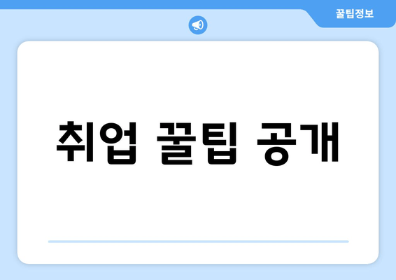 취업 꿀팁 공개