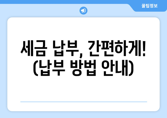 세금 납부, 간편하게! (납부 방법 안내)