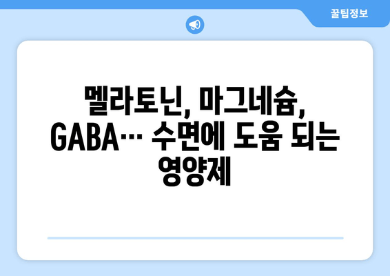 숙면을 위한 영양제 가이드| 종류별 효능 & 추천 | 수면장애, 불면증, 멜라토닌, 마그네슘, GABA, 트립토판