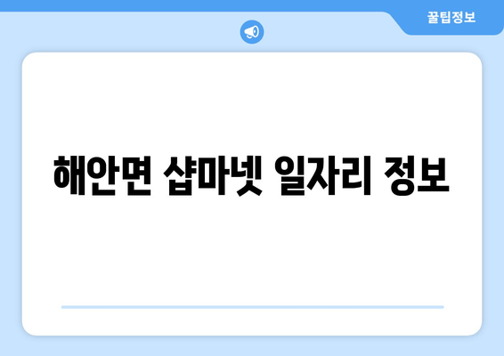 해안면 샵마넷 일자리 정보